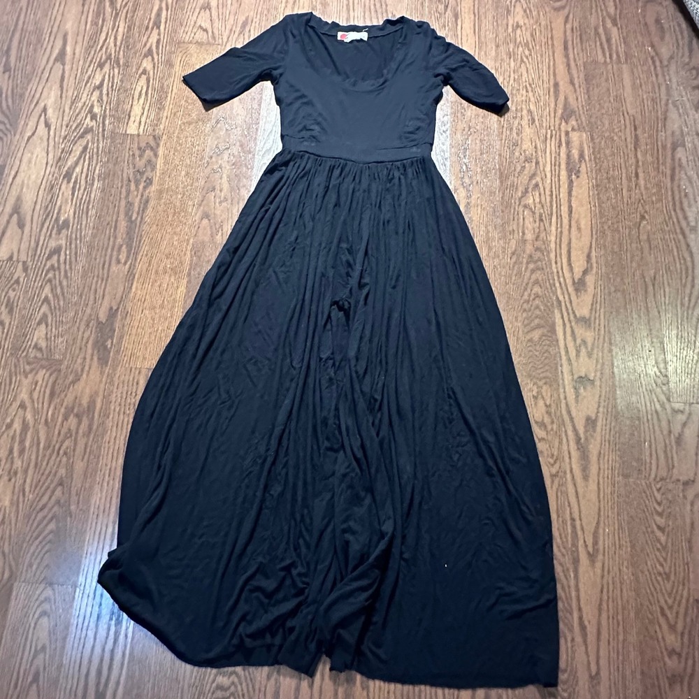 Free People FP Beach Black Scoop Neck Elbow Sleeve Romper Small P